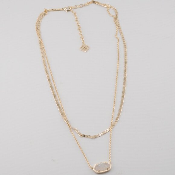 Kendra Scott Double Layer H Chain White Quartz Necklace - Picture 3 of 3